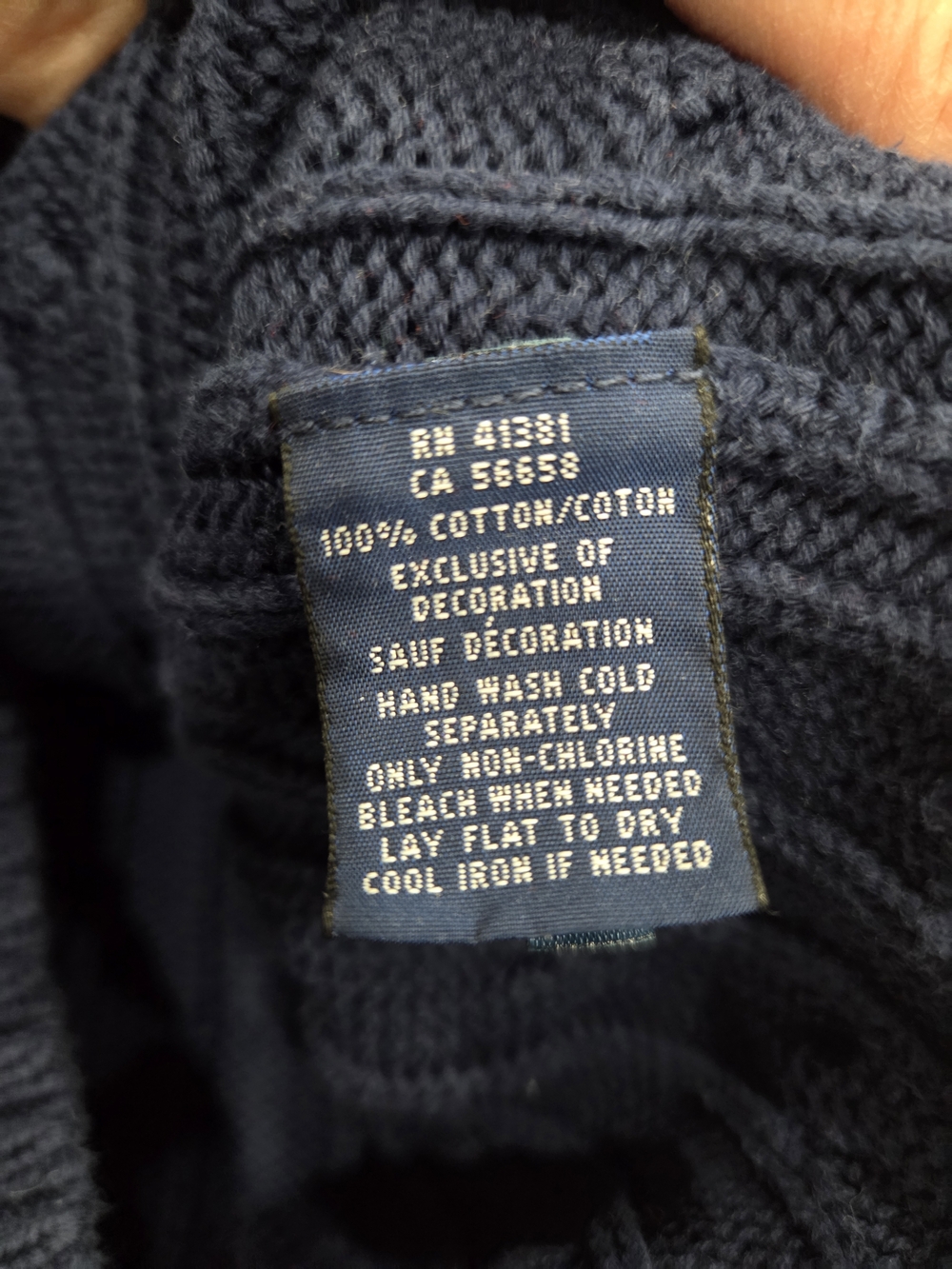 Ralph Lauren Navy Cable-Knit Crewneck Sweater Size XL - Picture 7 of 7